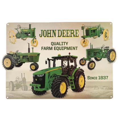 JOHN DEERE COLLAGE EMBOSSED TIN SIGN (18"x12")