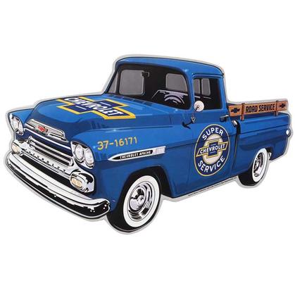 CHEVY TRUCK BLUE EMBOSSED TIN SIGN (16"x10")