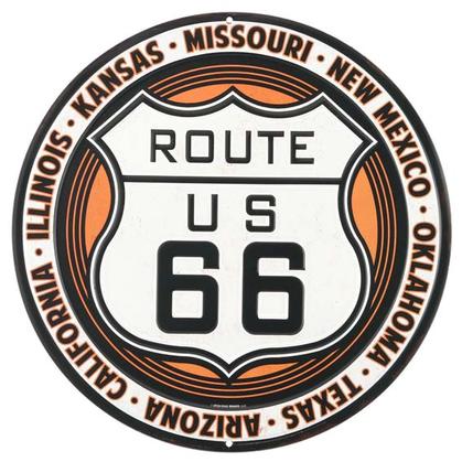 ROUTE 66 ROUND TIN SIGN (12"x12")