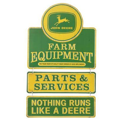 JOHN DEERE EMBOSSED TIN LINKED SIGN (11.5"x19")