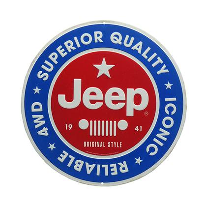 JEEP ROUND EMBOSSED TIN SIGN 12"x12"