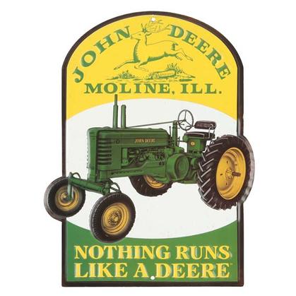 JOHN DEERE TRACTOR EMBOSSED TIN SIGN 8"x10"