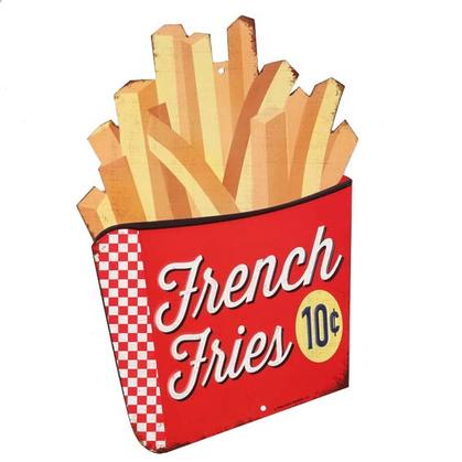 FRENCH FRIES EMBOSSED TIN SIGN 8&quot;x13&quot;