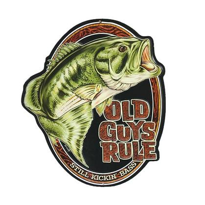OLD GUYS RULE BASS EMBOSSED TIN SIGN 10&quot;x12&quot;