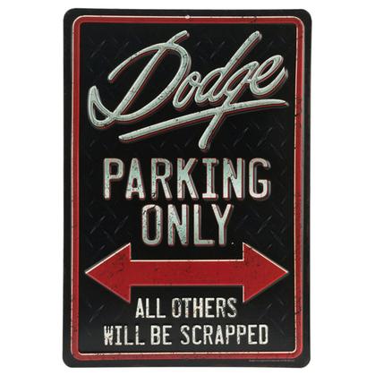 DODGE PARKING EMBOSSED TIN SIGN 9"x13"