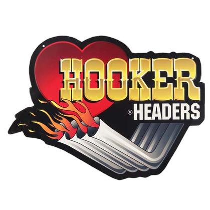 HOOKER HEADERS EMBOSSED TIN SIGN (18"x13")