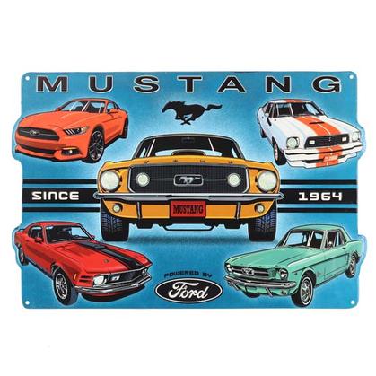 FORD MUSTANG COLLAGE EMBOSSED TIN SIGN (18"x12")