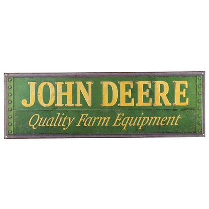 JOHN DEERE EMBOSSED TIN SIGN (30X"x10")