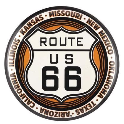 ROUTE 66 EMBOSSED TIN BUTTON (13"x13")