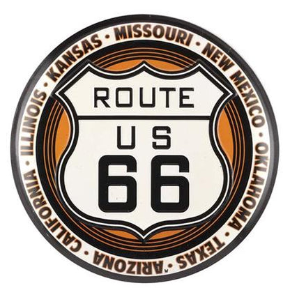 ROUTE 66 EMBOSSED TIN BUTTON (13"x13")