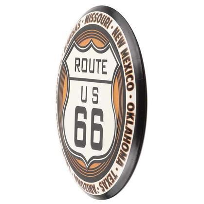 ROUTE 66 EMBOSSED TIN BUTTON (13&quot;x13&quot;)