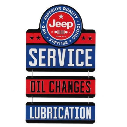 JEEP SERVICE LINKED EMBOSSED TIN SIGN (9"x15")