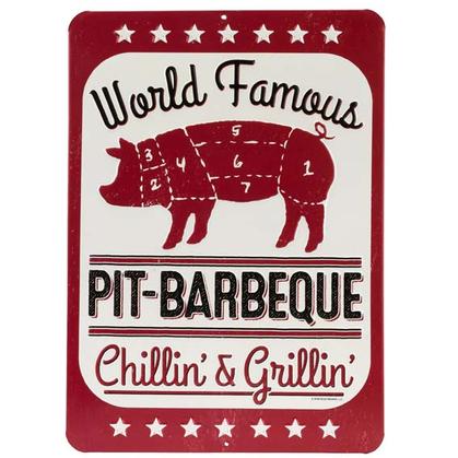 PIT BBQ EMBOSSED TIN SIGN (10"x14")