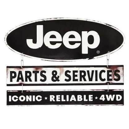 JEEP LINKED EMBOSSED TIN SIGN (15"x11")