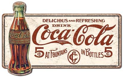 Enseigne Coca-Cola 5 Cents 28&quot;x17.5&quot;