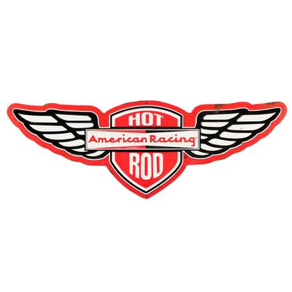 AMERICAN RACING HOT ROD RUSTIC EMBOSSED TIN SIGN, 30"x10.6"