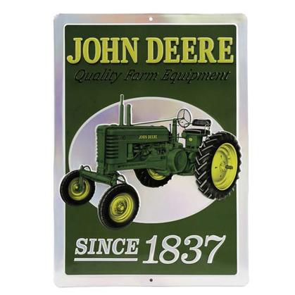 JOHN DEERE 1837 EMBOSSED TIN SIGN 10"x14"