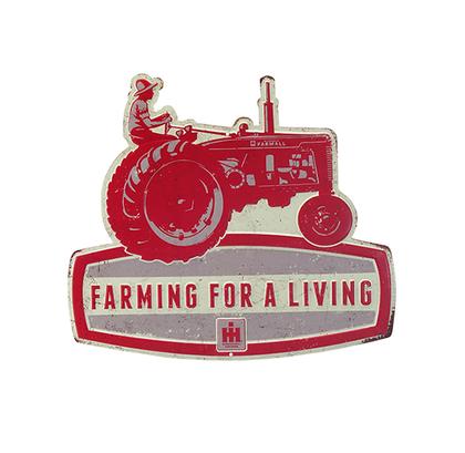 FARMING FOR A LIVING FARMALL EMBOSSED TIN SIGN 14"x12.25"
