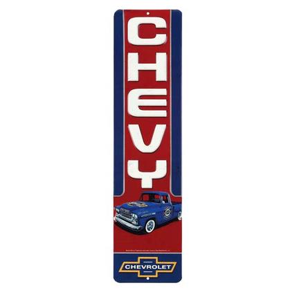 CHEVY TRUCK EMBOSSED TIN SIGN 4"x16"
