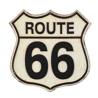 ROUTE 66 EMBOSSED TIN SIGN 8"x8"