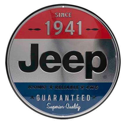 JEEP 1941 ROUND EMBOSSED TIN SIGN 12"x12"