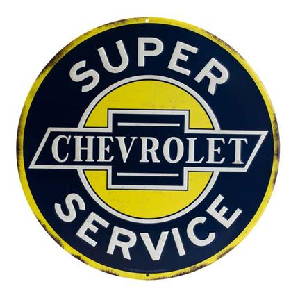CHEVROLET ROUND EMBOSSED TIN SIGN 12"x12"