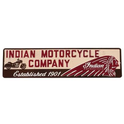 INDIAN MOTORCYCLE 1901 EMBOSSED TIN SIGN 20&quot;x5&quot;