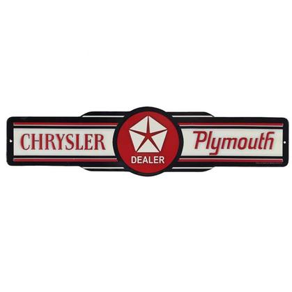 CHRYSLER PLYMOUTH EMBOSSED TIN SIGN 20"x5"