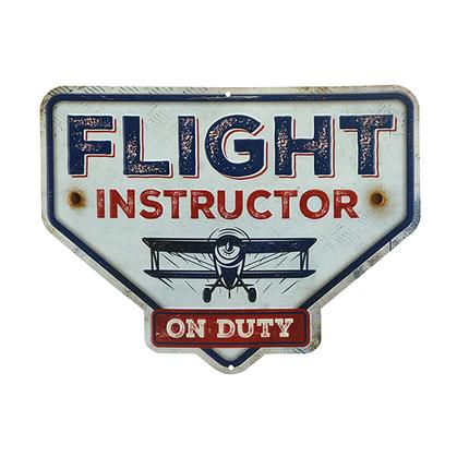 FLIGHT INSTRUCTOR HEX EMBOSSED TIN SIGN 13"x10"