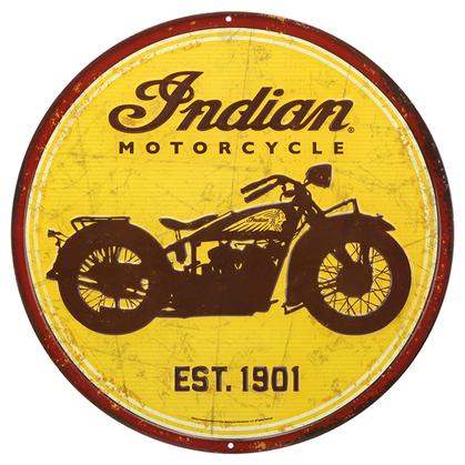 INDIAN MOTORCYCLE SILHOUETTE EMBOSSED TIN SIGN 12"x12"