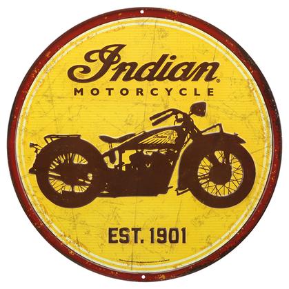 INDIAN MOTORCYCLE SILHOUETTE EMBOSSED TIN SIGN 12&quot;x12&quot;