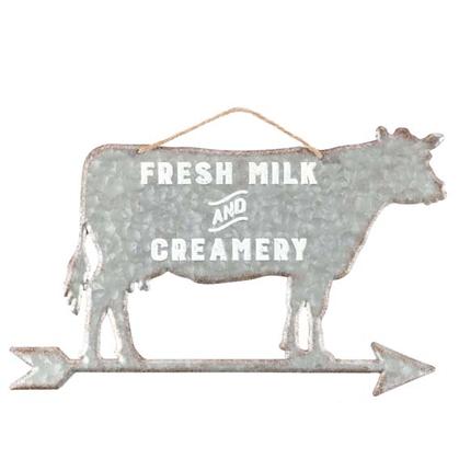 COW MILK CREAMERY EMBOSSED TIN SIGN 18&quot;x11&quot;