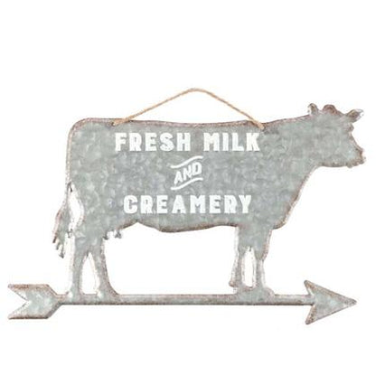 COW MILK CREAMERY EMBOSSED TIN SIGN 18"x11"