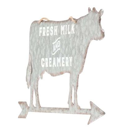 COW MILK CREAMERY EMBOSSED TIN SIGN 18&quot;x11&quot;