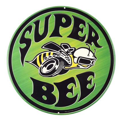 SUPER BEE GREEN EMBOSSED TIN SIGN 12"x12"