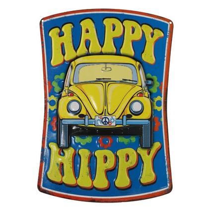 HAPPY HIPPY EMBOSSED TIN SIGN 9"x13"