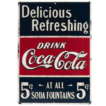 COCA-COLA EMBOSSED TIN SIGN 10"x14"