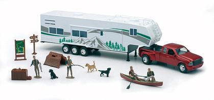 Ford Pickup Truck with Fifth Wheel Camper and Camping Accesories