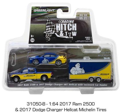 2017 RAM 2500 &amp; 2017 Dodge Charger Hellcat &amp; Enclosed Car Hauler "Michelin Tires" "Racing Hitch and Tow - Series 1"