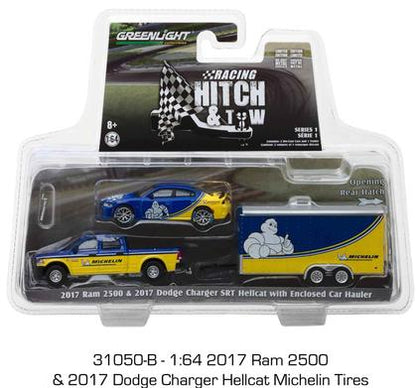 2017 RAM 2500 &amp; 2017 Dodge Charger Hellcat &amp; Enclosed Car Hauler "Michelin Tires" "Racing Hitch and Tow - Series 1"