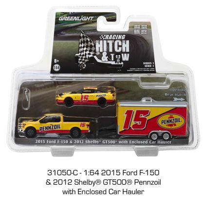 2017 RAM 2500 &amp; 2017 Dodge Charger Hellcat &amp; Enclosed Car Hauler "Michelin Tires" "Racing Hitch and Tow - Series 1"2015 Ford F-150 &amp; 2012 Shelby GT500 &amp; Enclosed Car Hauler "Pennzoil" "Racing Hitch and Tow - Series 1"