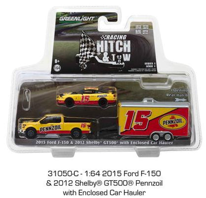 2017 RAM 2500 &amp; 2017 Dodge Charger Hellcat &amp; Enclosed Car Hauler "Michelin Tires" "Racing Hitch and Tow - Series 1"2015 Ford F-150 &amp; 2012 Shelby GT500 &amp; Enclosed Car Hauler "Pennzoil" "Racing Hitch and Tow - Series 1"