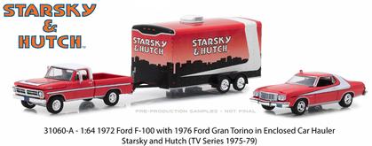 1972 Ford F-100 &amp; 1976 Ford Gran Torino in Enclosed Car Hauler  "Starsky and Hutch" "Hollywood Hitch &amp; Tow" 
