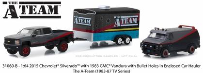2015 Chevy Silverado &amp; 1983 GMC Vandura with Bullet Holes in Enclosed Car Hauler "The A-Team"