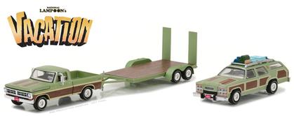 Ford F-100 1972 &amp; 1979 Family Truckster "Wagon Queen" on Flatbed Trailer "National Lampoon&