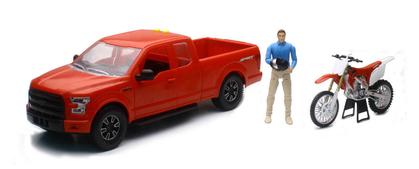 Ensemble Ford F-150 &amp; Honda Dirt Bike 1:14 (Plastique)