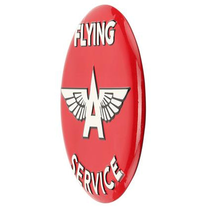 FLYING A SERVICE EMBOSSED TIN BUTTON SIGN 14"x14"