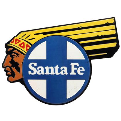 SANTA FE EMBOSSED TIN SIGN 20"x13"