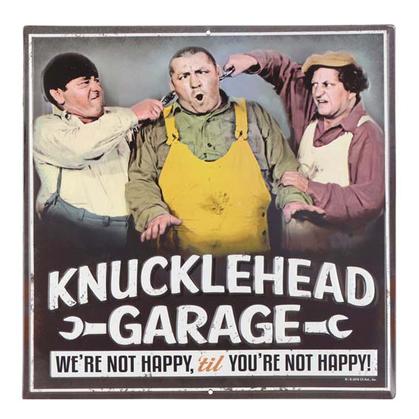 THREE STOOGES NOT HAPPY EMBOSSED TIN SIGN 12"x12"