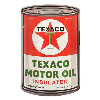 TEXACO MOTOR OIL CAN RUSTIC CURVED TIN SIGN 15.5"x23.7"